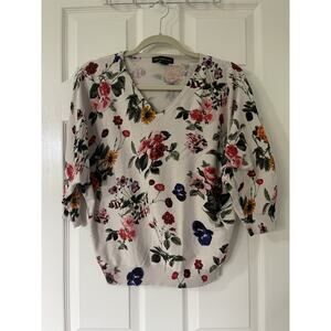 Joan Vass Floral Sweater Top M